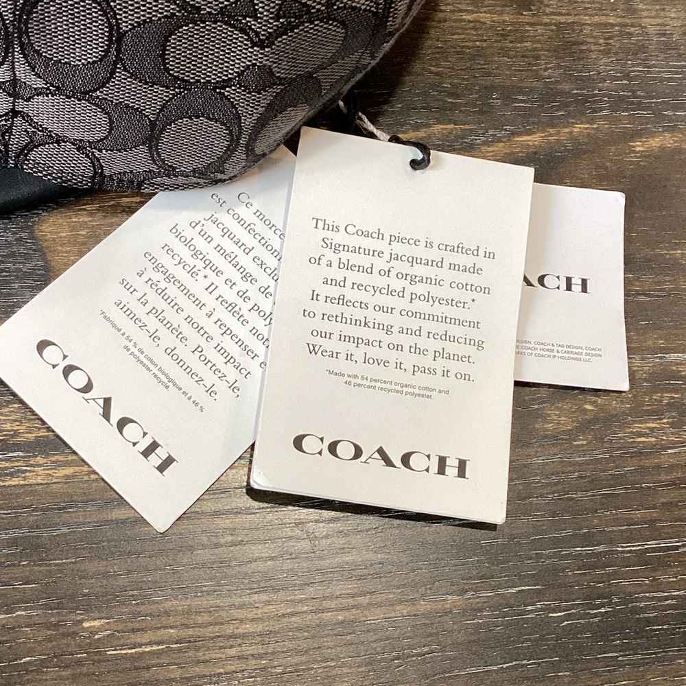 Coach Gray and Black Signature Men's Hat with Leather Trim - Picture 8 of 9